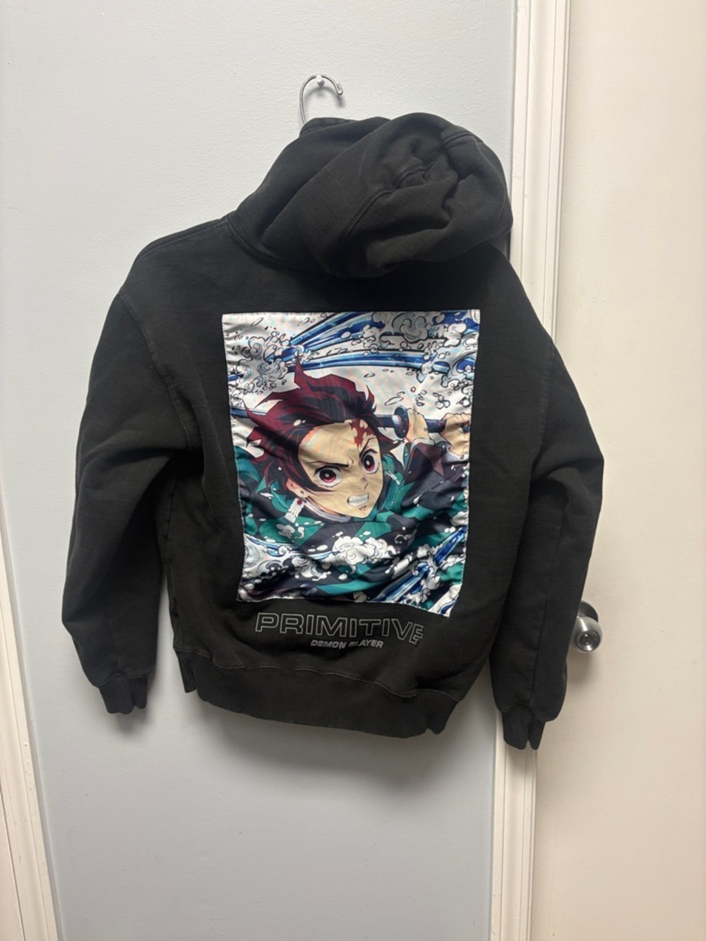 Primitive X Demon Slayer Black Hoodie with Colorful Anime Back Graphic